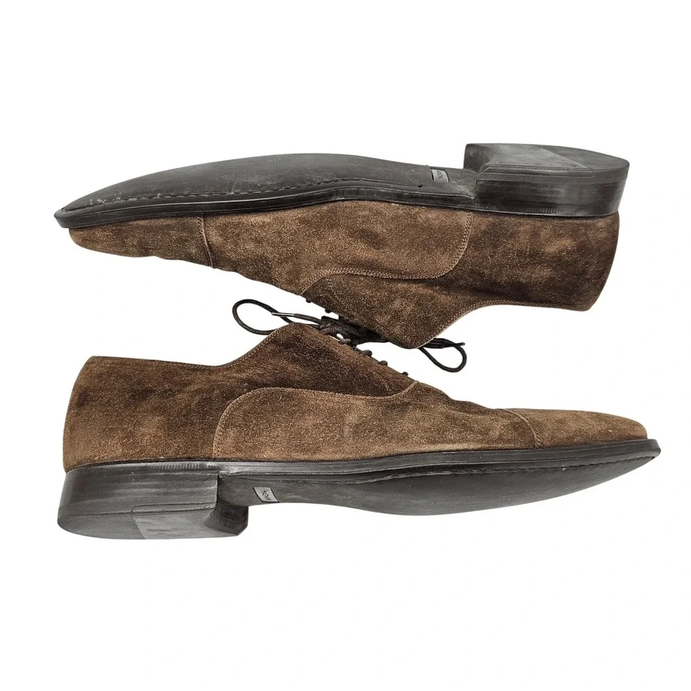 Magnanni Men's Size‎ 9.5 M EUC For Saks Fifth Avenue Brown Suede Cap Toe Oxfords